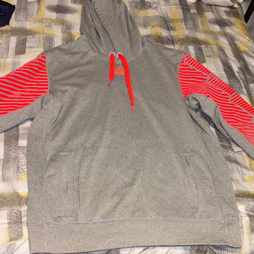 Adidas Gray Hoodie with Red Accents